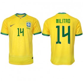Herren Fußballbekleidung Brasilien Eder Militao #14 Heimtrikot WM 2022 Kurzarm